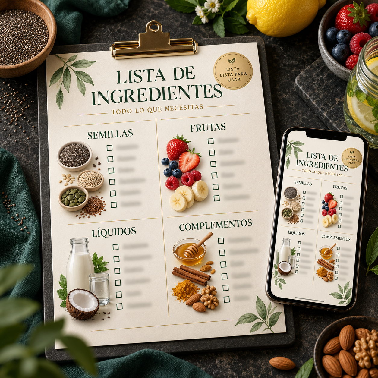 Lista de ingredientes del Método Chía